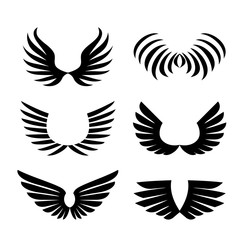Wings. Set of Simple logo or sign element Vector illustration.