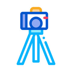 video camera with tripod icon vector. video camera with tripod sign. color symbol illustration