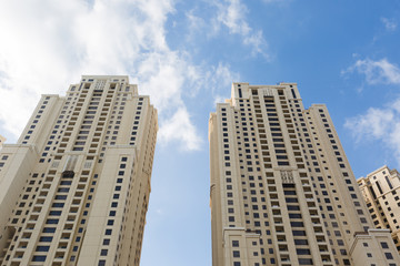 Fototapeta na wymiar modern financial buildings against a blue sky in shanghai