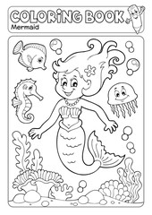 Coloring book mermaid topic 4
