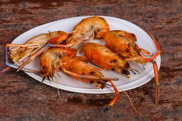 Grilled water prawn in the plate
