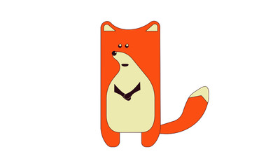 cute simple cubic Fox cub. flat illustration, vector isolate