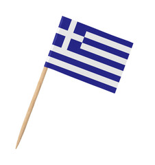 Small paper Greek flag on wooden stick