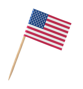Small paper American flag on wooden stick