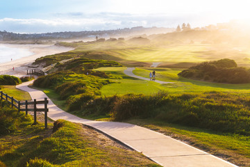Beautiful view of the golf course near ocean