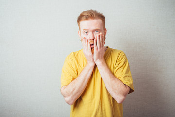 bearded man in shock