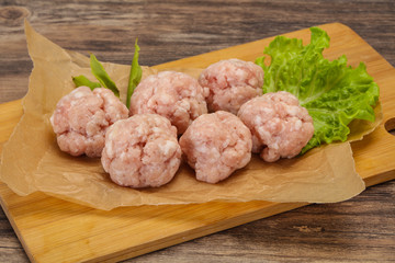 Homemade raw pork minced meatball for cooking