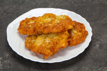 Roasted potato pancakes in the bowl