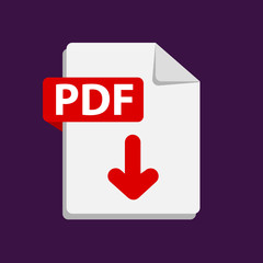 Vector red icon PDF. File format extensions icon. flat design style.