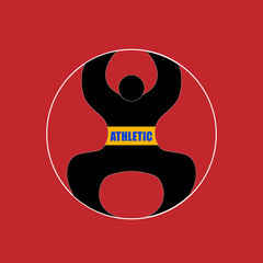 Athletics Vector Logo Illustration. Black silhouette sportsman body. Gym logotype template. Bodybuilder symbol, sports icon