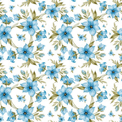 Fototapeta premium Seamless hand-drawn pattern beautiful flowers
