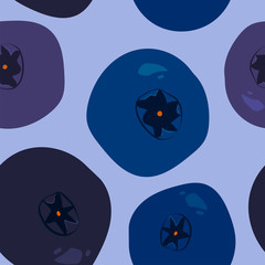 seamless pattern with blueberries and bilberries on a lilac background