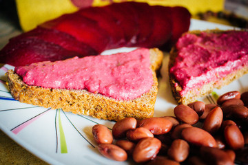 food, bread, beef, meal, sandwich, dinner, plate, snack, ham, red, white, breakfast, gourmet, tasty, fat, sliced, raw, lunch, eat, fresh, delicious, veg