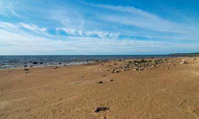 Fototapeta na wymiar View of stony sea coast
