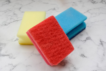 3 sponges for washing dishes, cleaning the house, foam