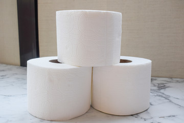 White toilet paper rolls