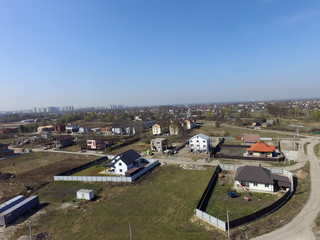Aerial view of the saburb landscape (drone image).Near Kiev,Ukraine