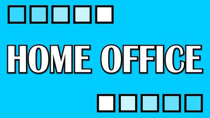 HOME OFFICE lettering on light blue background - 3D illustration
