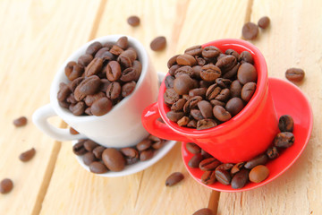 coffee beans and red cup
