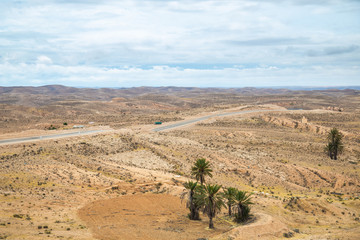 Top view photography of beautiful Tunisian deserted landscape.