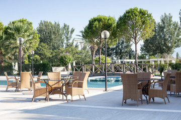 Summer poolside bar, a modern hotel on a summer sunny day