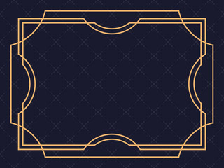 Art deco frame. Vintage linear border. Design a template for invitations, leaflets and greeting cards. The style of the 1920s and 1930s. Vector illustration