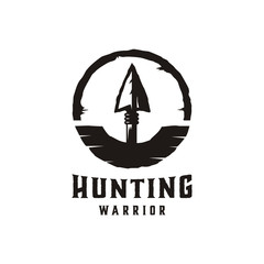 hunting arrow spear logo design vector illustration