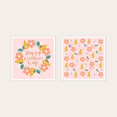 Mother's day invitation card. Botanical invitation template