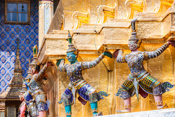 Demon statues, Temple of the Emerald Buddha, Bangkok