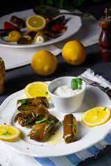 Dolmades - stuffed grape leaves the Greek way
