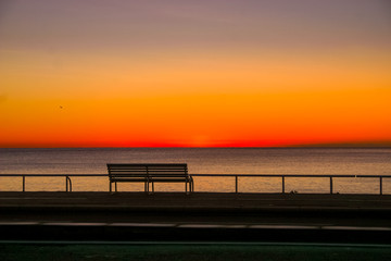 Fototapeta na wymiar Sunset in the Promenade des Anglais, Nice, South of France