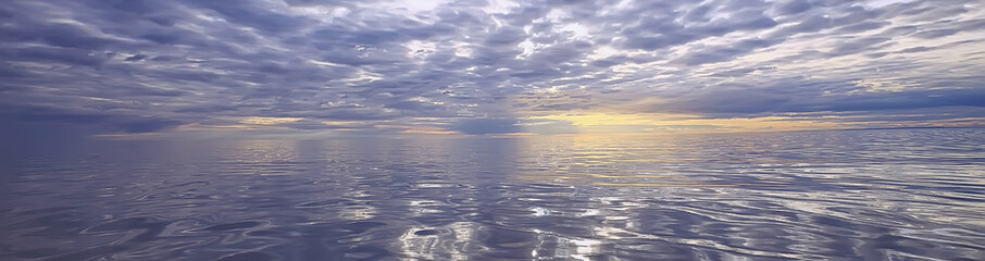 sky above water / texture background, horizon sky with clouds on the lake