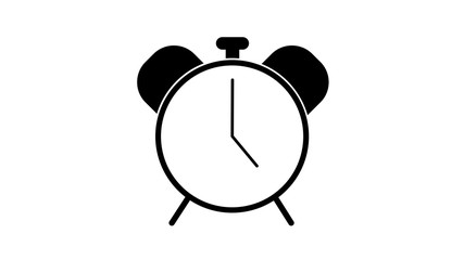 Alarm clock red wake-up time isolated on background in flat style