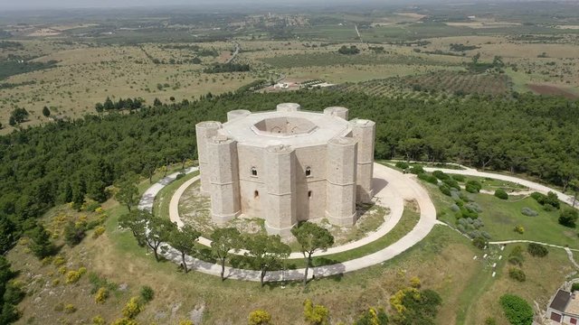 Aerial view Castel del Monte, UNESCO World Heritage Site, Province of Barletta Andria Trani, Apulia, Italy