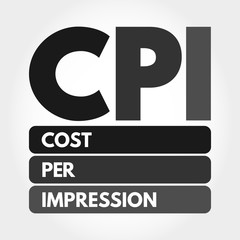 CPI - Cost Per Impression acronym, business concept background