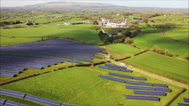 Drone view of solar panel farm in co tyrone ireland