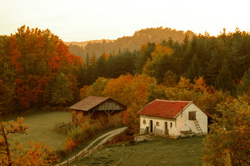 Small mountain farm in western Serbia. Stable and hay.