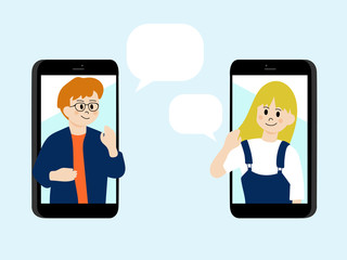 Social distancing, Videoconferencing and online meeting.novel coronavirus concept, Vector illustrator.