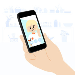 Social distancing, Videoconferencing and online meeting.novel coronavirus concept, Vector illustrator.