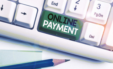 Conceptual hand writing showing Online Payment. Concept meaning Internetbased method of processing...