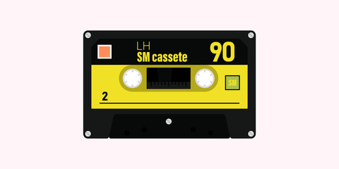 Compact cassette colorful flat vector illustration