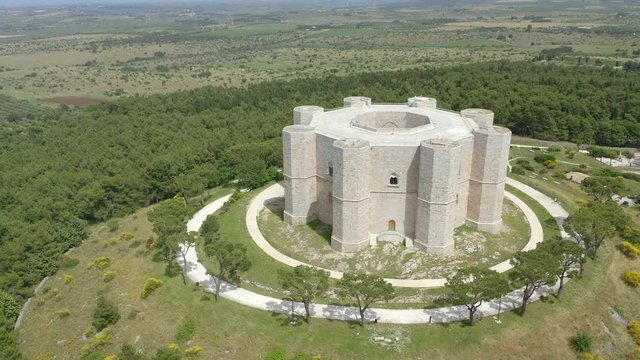 Aerial view Castel del Monte, UNESCO World Heritage Site, Province of Barletta Andria Trani, Apulia, Italy