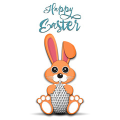 Obraz premium Rabbit with easter egg decorated in the form of a golf ball