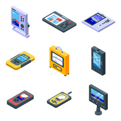 Echo sounder icons set. Isometric set of echo sounder vector icons for web design isolated on white background