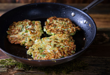 
Skewers skewered in a cast iron pan