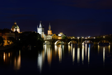 Fototapeta na wymiar Charles Bridge at night, Prague, Czech Republic