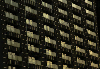 Facade of large building with many terraces