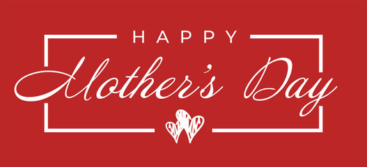 Happy Mothers's Day Typographical Design Card With Red Background