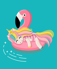 Vector illustration of the swimming unicorn. Can be used as print, postcard, invitation, greeting card, packaging design, stickers, and so on.