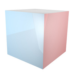 Isolated cube on white background. 3D rendering.